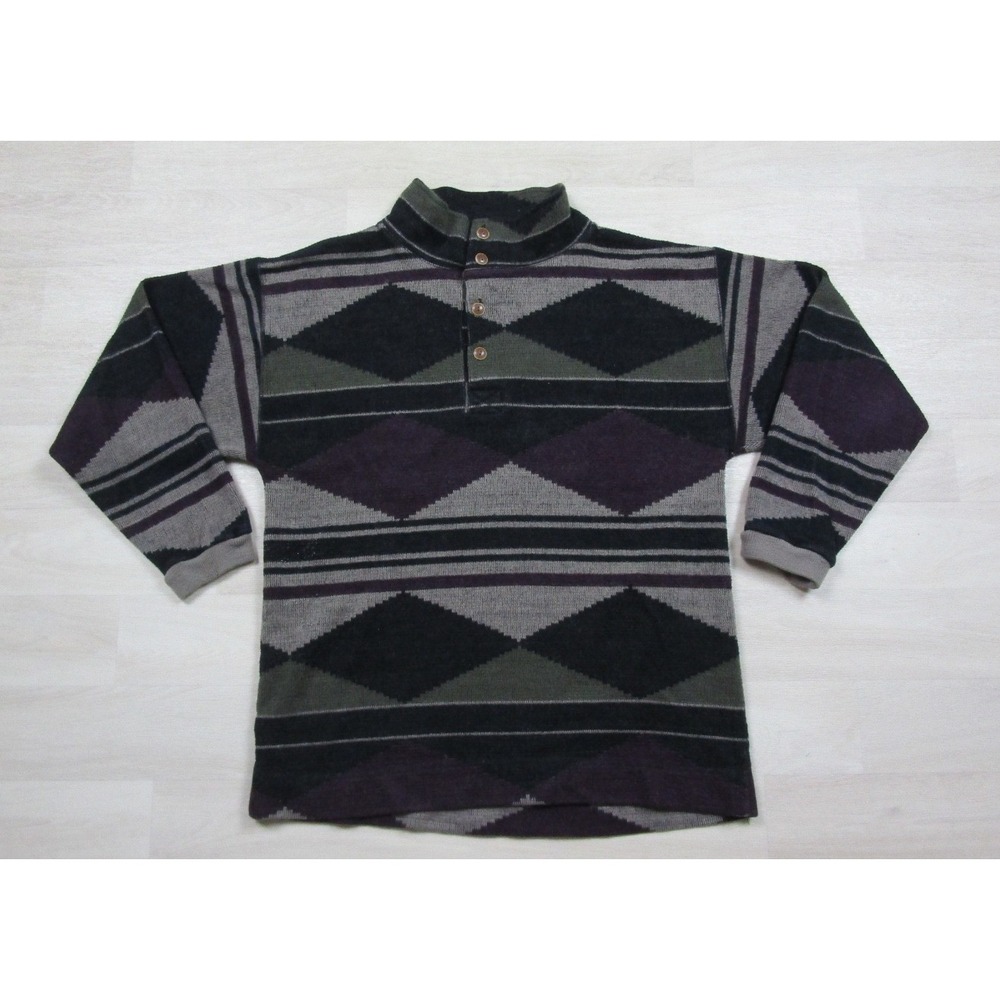Vintage 90s Pazzo Southwestern Aztec Knit Sweater (M) Diamond Grunge Grandpa